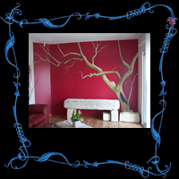 Fresque murale N°11 (Décor arbre fond rouge)