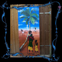 Décor africain sur une porte
